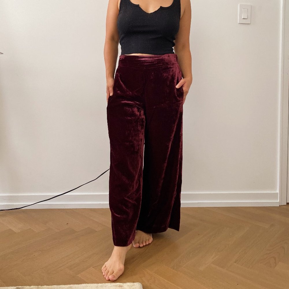 Madewell Maroon Velvet Huston Pull-On Crop Pants